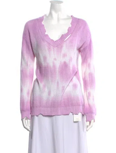 Pre-owned Generation Love Tie-dye Print V-neck Sweater In Pink