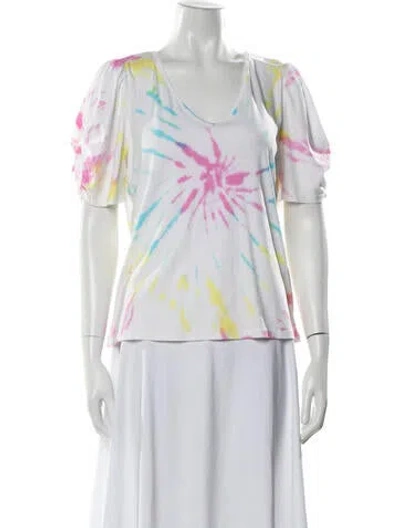 Pre-owned Generation Love Tie-dye Print V-neck T-shirt In White