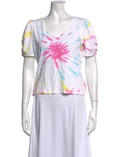 Pre-owned Generation Love Tie-dye Print V-neck T-shirt In White