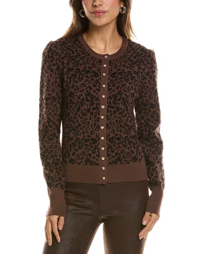 Generation Love Tulum Jacquard Wool-blend Cardigan In Brwbk-brown/black