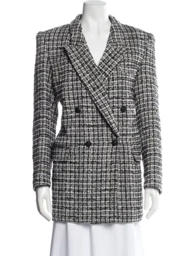 Pre-owned Generation Love Tweed Houndstooth Print Blazer In Black