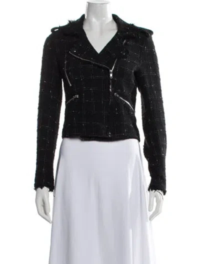 Pre-owned Generation Love Tweed Pattern Biker Jacket In Black