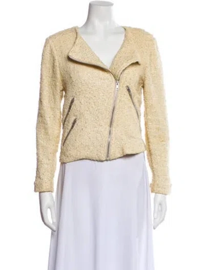 Pre-owned Generation Love Tweed Pattern Biker Jacket In Neutral