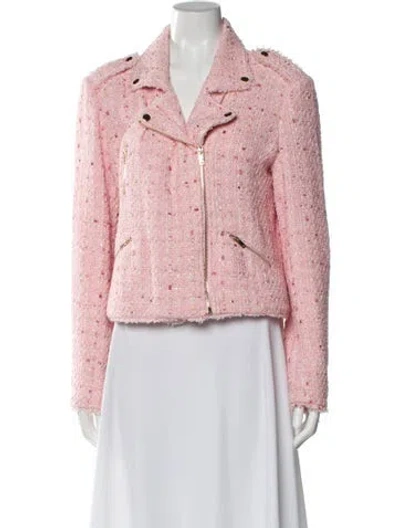 Pre-owned Generation Love Tweed Pattern Biker Jacket In Pink