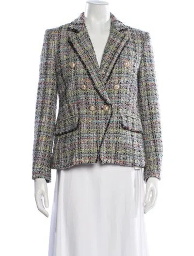 Pre-owned Generation Love Tweed Pattern Blazer In Black