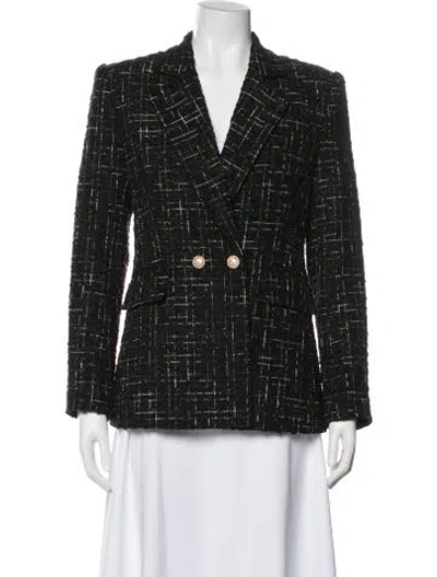 Pre-owned Generation Love Tweed Pattern Blazer In Black