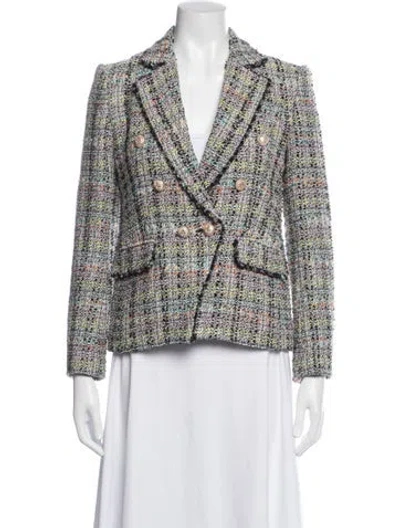Pre-owned Generation Love Tweed Pattern Blazer In Black