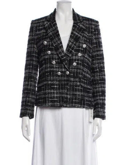 Pre-owned Generation Love Tweed Pattern Blazer In Black