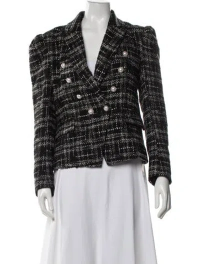 Pre-owned Generation Love Tweed Pattern Blazer In Black