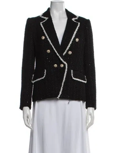 Pre-owned Generation Love Tweed Pattern Blazer In Black