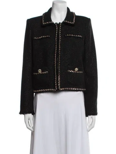 Pre-owned Generation Love Tweed Pattern Blazer In Black