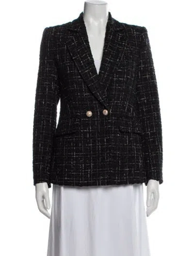Pre-owned Generation Love Tweed Pattern Blazer In Black