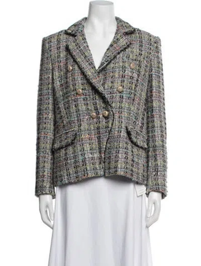 Pre-owned Generation Love Tweed Pattern Blazer In Black