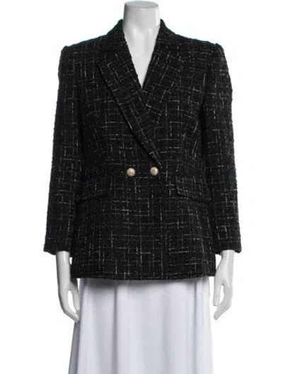Pre-owned Generation Love Tweed Pattern Blazer In Black