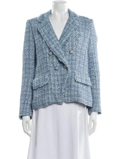 Pre-owned Generation Love Tweed Pattern Blazer In Blue