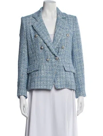 Pre-owned Generation Love Tweed Pattern Blazer In Blue