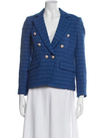 Pre-owned Generation Love Tweed Pattern Blazer In Blue