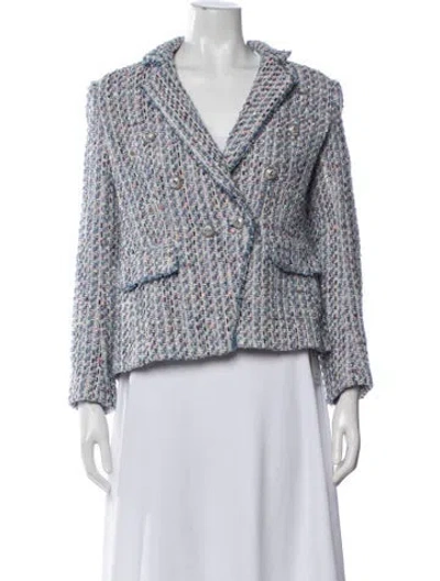 Pre-owned Generation Love Tweed Pattern Blazer In Blue