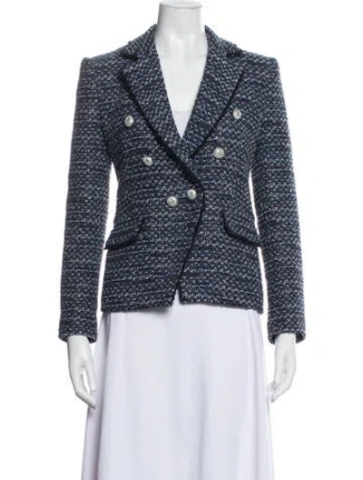 Pre-owned Generation Love Tweed Pattern Blazer In Blue