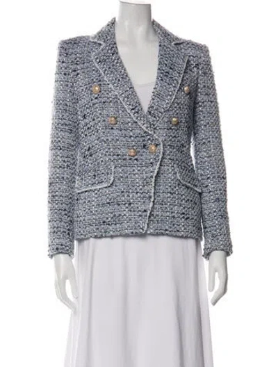 Pre-owned Generation Love Tweed Pattern Blazer In Blue