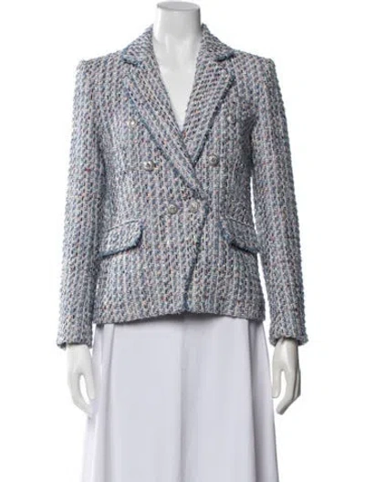 Pre-owned Generation Love Tweed Pattern Blazer In Blue