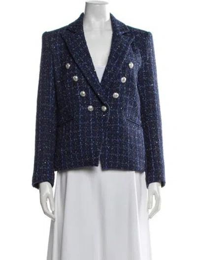 Pre-owned Generation Love Tweed Pattern Blazer In Blue