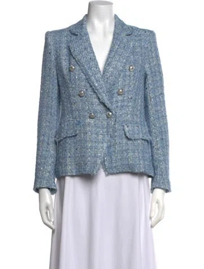 Pre-owned Generation Love Tweed Pattern Blazer In Blue