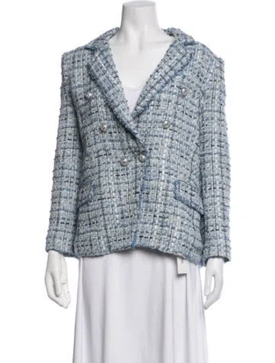 Pre-owned Generation Love Tweed Pattern Blazer In Blue