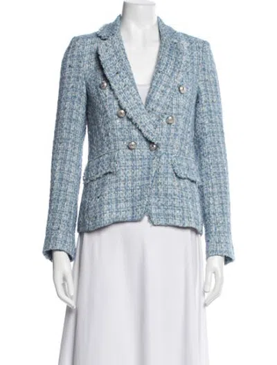 Pre-owned Generation Love Tweed Pattern Blazer In Blue
