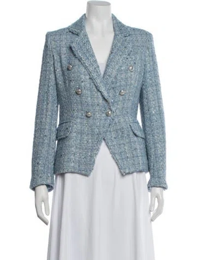 Pre-owned Generation Love Tweed Pattern Blazer In Blue/metallic