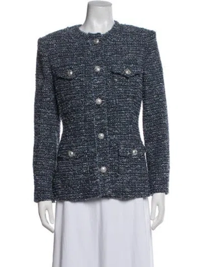 Pre-owned Generation Love Tweed Pattern Blazer In Blue/white