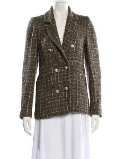 Pre-owned Generation Love Tweed Pattern Blazer In Green