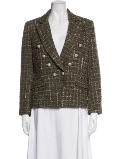 Pre-owned Generation Love Tweed Pattern Blazer In Green