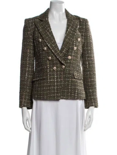 Pre-owned Generation Love Tweed Pattern Blazer In Green