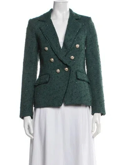 Pre-owned Generation Love Tweed Pattern Blazer In Green