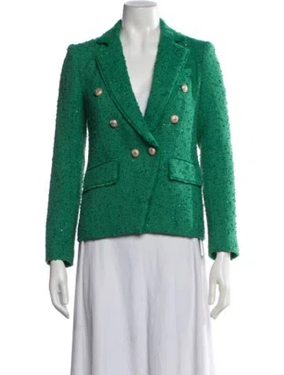 Pre-owned Generation Love Tweed Pattern Blazer In Green