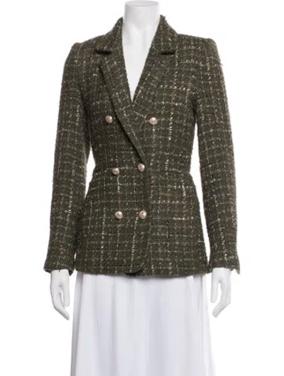 Pre-owned Generation Love Tweed Pattern Blazer In Green/metallic