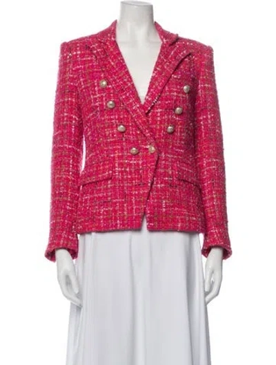 Pre-owned Generation Love Tweed Pattern Blazer In Metallic/pink