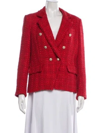Pre-owned Generation Love Tweed Pattern Blazer In Red