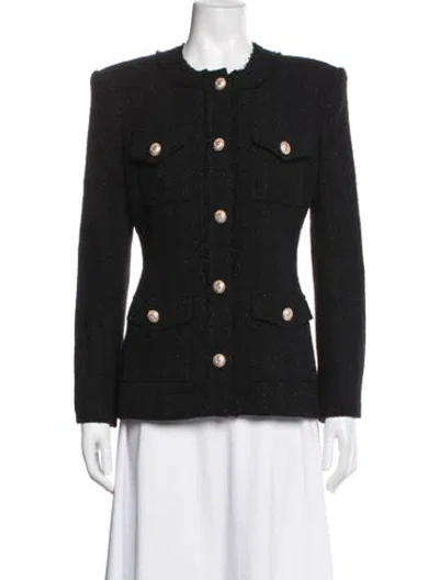 Pre-owned Generation Love Tweed Pattern Blazer W/ Tags In Black