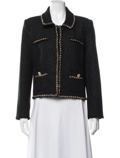 Pre-owned Generation Love Tweed Pattern Blazer W/ Tags In Black