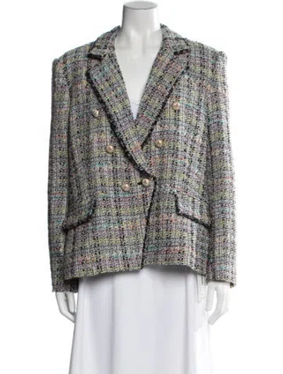 Pre-owned Generation Love Tweed Pattern Blazer W/ Tags In White