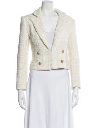 Pre-owned Generation Love Tweed Pattern Blazer In White