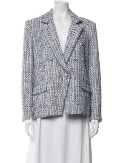 Pre-owned Generation Love Tweed Pattern Blazer In White