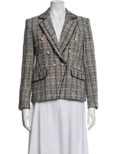 Pre-owned Generation Love Tweed Pattern Blazer In White