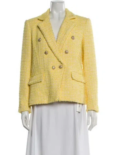 Pre-owned Generation Love Tweed Pattern Blazer In Yellow