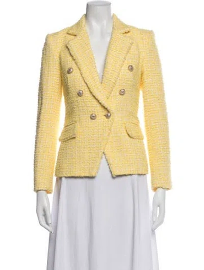 Pre-owned Generation Love Tweed Pattern Blazer In Yellow