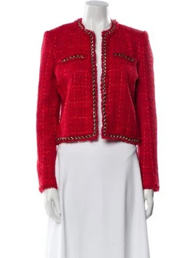 Pre-owned Generation Love Tweed Pattern Evening Jacket In Red
