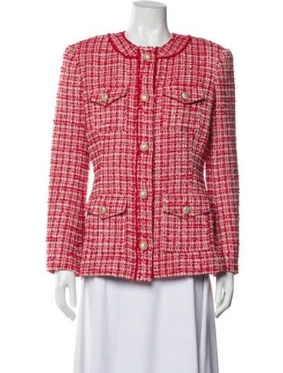 Pre-owned Generation Love Tweed Pattern Evening Jacket In Red
