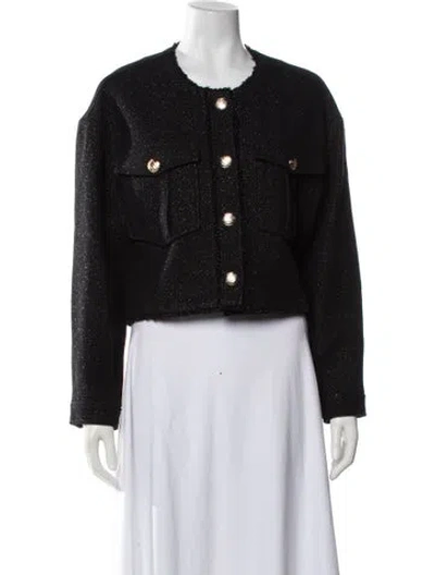 Pre-owned Generation Love Tweed Pattern Evening Jacket W/ Tags In Black